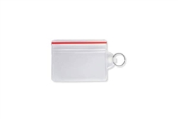 Clear Soft Vinyl Horizontal Badge Holder W/ Zipper Closure & Key Ring (QTY 100)