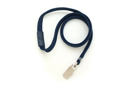 Navy Blue 3/8" Lanyard With Breakaway And Clip (QTY 100)