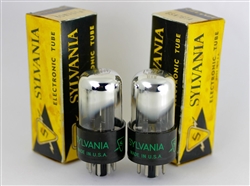 NOS 1950's SYLVANIA 6SN7 GTA black-plate CHROME TOP MATCHED PAIR