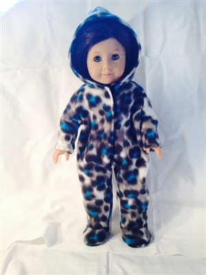 Fleece Footy Pajama in Snow Leopard Print