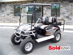 EZGO TXT Electric Silver Black Pinstripe Golf Cart