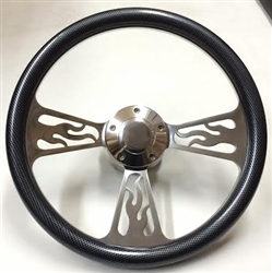 14 Flame Carbon Fiber Half Wrap Steering Wheel