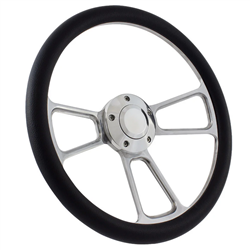 14 Inch Polished Muscle Black Half Wrap Steering Wheel