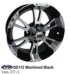 14x6 ITP Centered Black & Machined SS112 Wheel