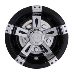 10 Inch Vegas Black & Chrome Wheel Cover Golf Cart Hub Cap