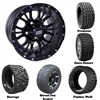14x7 Diesel Matte Black Wheels with Lifted Golf Cart Tire