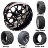 14x7 GTW Vortex Matte Black Wheels with Lifted Golf Cart Tire