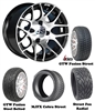 14x7 GTW Pursuit Machined Wheels with Low Profile Golf Cart Tire