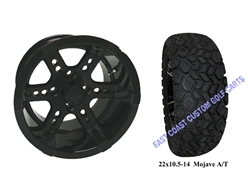 14x7 RX262 Gloss Black Wheel with a 22" All Terrain Tire