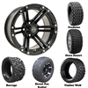14x7 Specter Matte Black Wheels with Lifted Golf Cart Tire