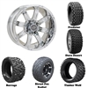 14x7 Tempest Chrome Wheels with Lifted Golf Cart Tire