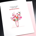 Anniversary  " Flower Pot & Bee "  AN50 Greeting Card