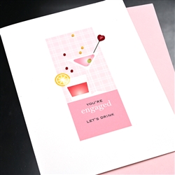 Wedding / Engagement " Red Heart & Drinks "  WD80 Greeting Card