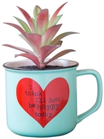 2-In-1 "I Think I'll Just Be Happy Today" Succulent & Coffee Mug