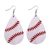 Leather Teardrop Baseball Earrings
