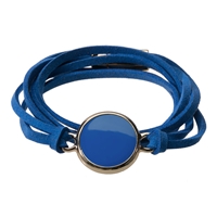 Royal Blue Enamel Disk Suede Bracelet