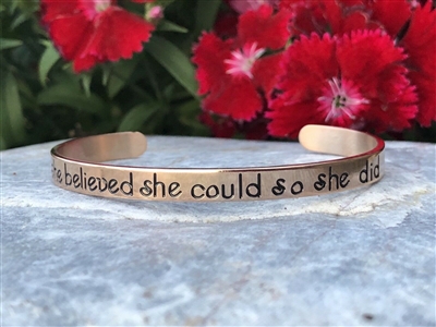 She Believed She Could So She Did Rose Gold Bracelet