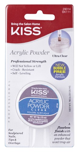Kiss Acrylic Powder Clear 0.33oz (45339)<br><br><span style="color:#FF0101"><b>12 or More=Unit Price $2.45</b></span style><br>Case Pack Info: 36 Units