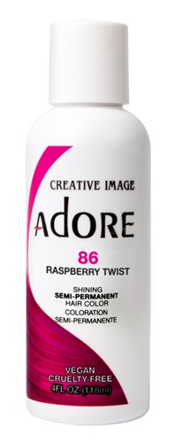 Adore Semi-Permanent Haircolor #086 Raspberry Twist 4oz (45507)<br><br><span style="color:#FF0101"><b>6 or More=Unit Price $3.52</b></span style><br>Case Pack Info: 72 Units