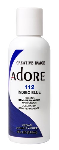 Adore Semi-Permanent Haircolor #112 Indigo Blue 4oz (45515)<br><br><span style="color:#FF0101"><b>6 or More=Unit Price $3.52</b></span style><br>Case Pack Info: 72 Units