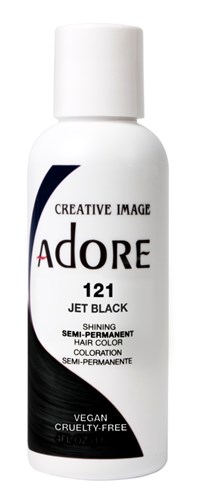 Adore Semi-Permanent Haircolor #121 Jet Black 4oz (45522)<br><br><span style="color:#FF0101"><b>12 or More=Unit Price $3.28</b></span style><br>Case Pack Info: 72 Units