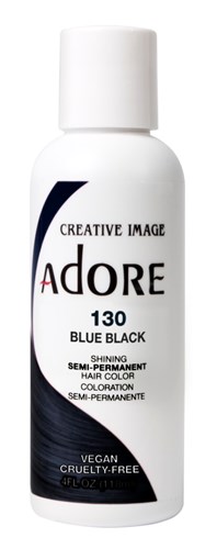 Adore Semi-Permanent Haircolor #130 Blue Black 4oz (45523)<br><br><span style="color:#FF0101"><b>6 or More=Unit Price $3.52</b></span style><br>Case Pack Info: 72 Units