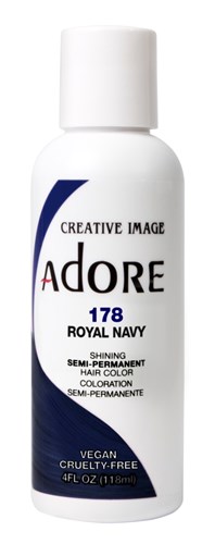 Adore Semi-Permanent Haircolor #178 Royal Navy 4oz (45532)<br><br><span style="color:#FF0101"><b>6 or More=Unit Price $3.52</b></span style><br>Case Pack Info: 72 Units