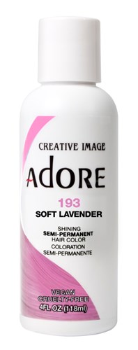 Adore Semi-Permanent Haircolor #193 Soft Lavender 4oz (45537)<br><br><span style="color:#FF0101"><b>12 or More=Unit Price $3.28</b></span style><br>Case Pack Info: 72 Units