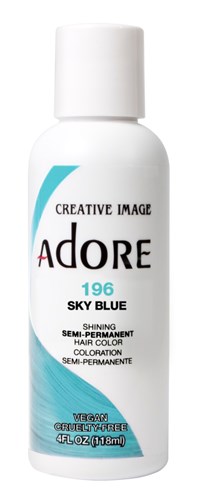 Adore Semi-Permanent Haircolor #196 Sky Blue 4oz (45540)<br><br><span style="color:#FF0101"><b>12 or More=Unit Price $3.28</b></span style><br>Case Pack Info: 72 Units