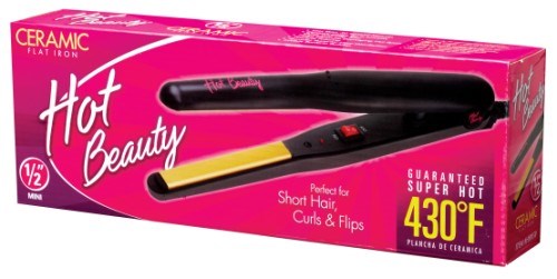 Hot Beauty Ceramic Flat Iron 1/2 Inch (60060)<br><br><span style="color:#FF0101"><b>3 or More=Unit Price $9.02</b></span style><br>Case Pack Info: 12 Units