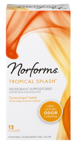 Norforms Suppositories Tropical Splash 12 Count (80146)<br><br><br>Case Pack Info: 24 Units