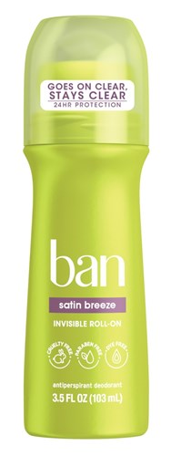Ban Deodorant 3.5oz Roll-On 24 Hr Satin Breeze (97980)<br><br><br>Case Pack Info: 12 Units