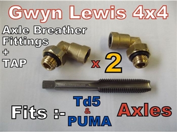 GL1135 - Gwyn Lewis Breather Kit - Pair of Fits Land Rover Defender Axle Breathers TD5 and Puma & Discovery 2 Axles - Breather Fittings