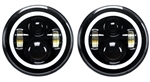 MD-J002 - Def RHD Black Full Halo LED Headlights 7" Pair (E Marked) (S)