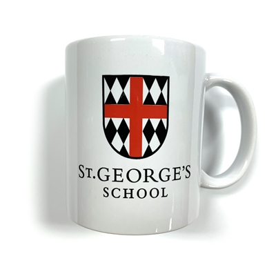 White mug with School Logo