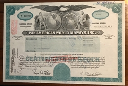 Pan Am Pan American World Airways Stock Certificate (Aqua)