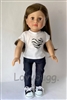 T Shirt with Zebra Heart and Black Jeans for 18 inch American Girl Doll Clothes