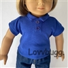 Royal Blue Polo Shirt T for American Girl 18 inch Doll Clothes School Uniform