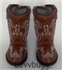 Brown Cowboy Boots Cutaway Heel for American Girl or Boy 18 inch or Baby Doll Shoes