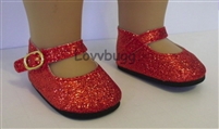Ruby Slippers Sparkle Mary Jenes for 18 inch American Girl  or Baby Doll Shoes