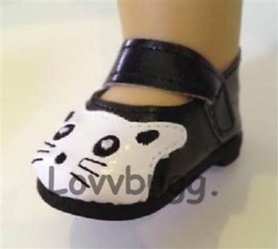 Black with White Kitty  Cat Shoes