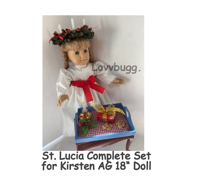 St Lucia Gown, Wreath and Tray for American Girl 18 inch Kirsten Doll Clothes Accessories