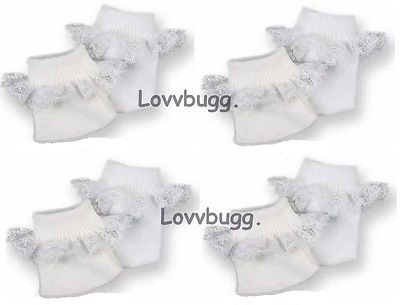 4 Pairs White Socks with Lace