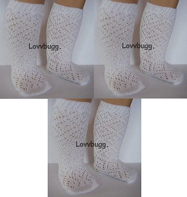 3 Pairs White Lattice Socks