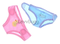 Both Pink Duck  and Blue Fish Diapers