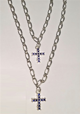 September Cross Necklaces Sapphire Blue Birthstone