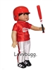 Red Baseball Uniform for American Girl or Boy 18 inch with Helmet and Accessories