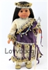 Purple Native American Costume with Safe Spear & Headdress for American Girl 18 inch Doll Clothes