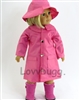 Medium Pink Ripstop Raincoat with Hat