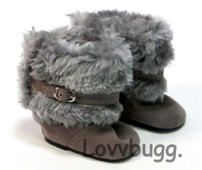Gray Furry Boots